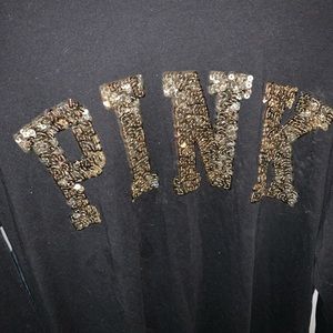 PINK gold bling long sleeve tee